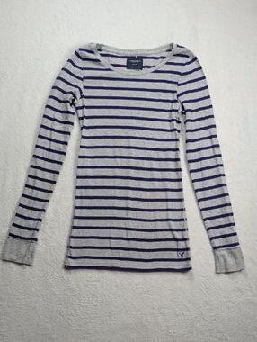 2009 American Eagle Striped Long Sleeve Tee | Indie Sleaze Y2K M